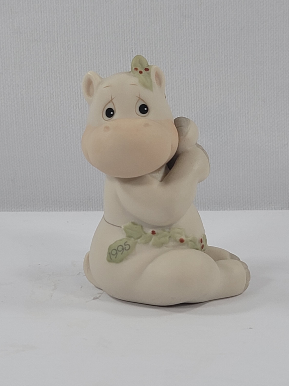 1995 Precious Moments Hippo Holly Days Christmas Ornament 520403
